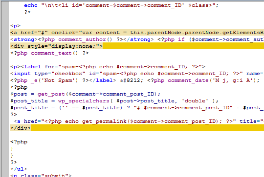 The final code, as it looks when compared with the original version